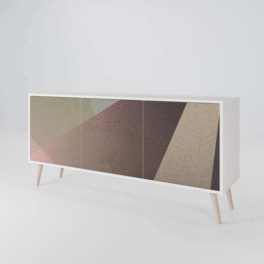 BEIGE GEOMETRY 3-Door Sideboard in White Finish