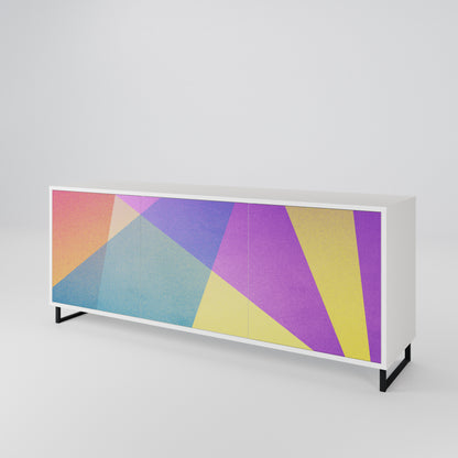 BRIGHT GEOMETRY Madia a 3 Ante in Finitura Bianca