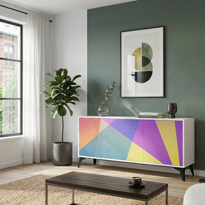 BRIGHT GEOMETRY Madia a 3 Ante in Finitura Bianca