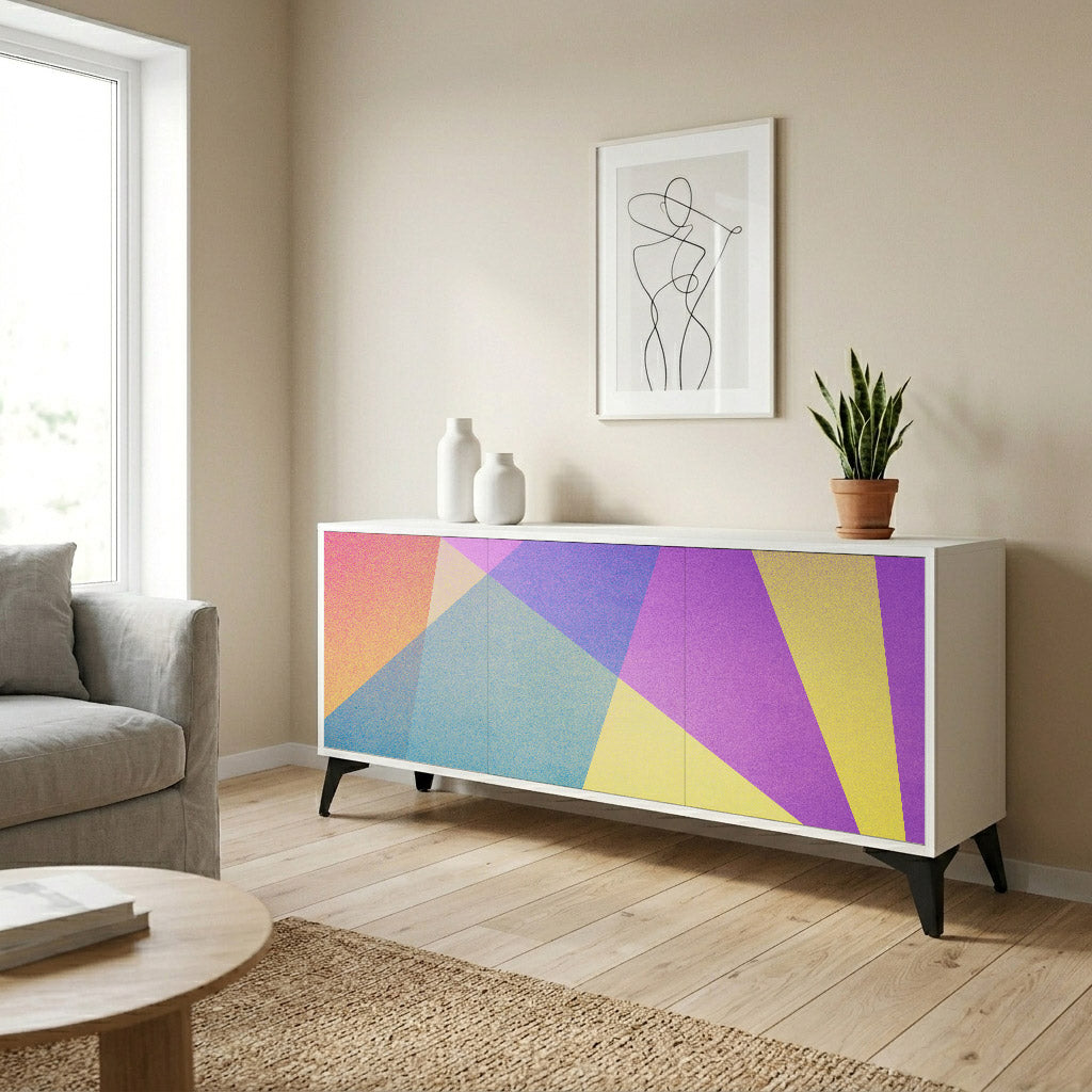 BRIGHT GEOMETRY Madia a 3 Ante in Finitura Bianca