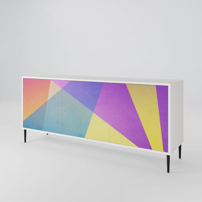 BRIGHT GEOMETRY Madia a 3 Ante in Finitura Bianca