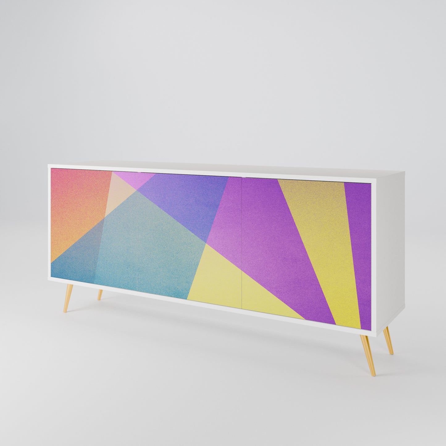 BRIGHT GEOMETRY Madia a 3 Ante in Finitura Bianca