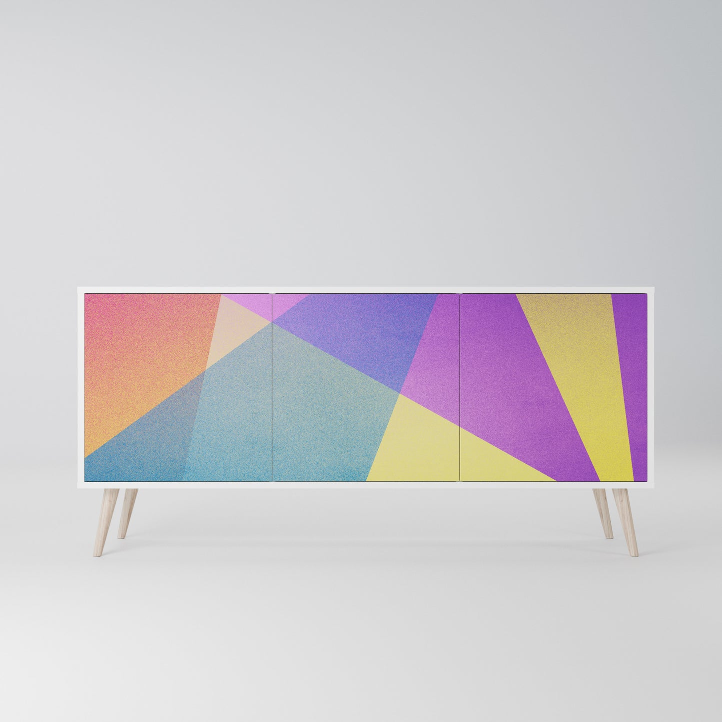 BRIGHT GEOMETRY Madia a 3 Ante in Finitura Bianca