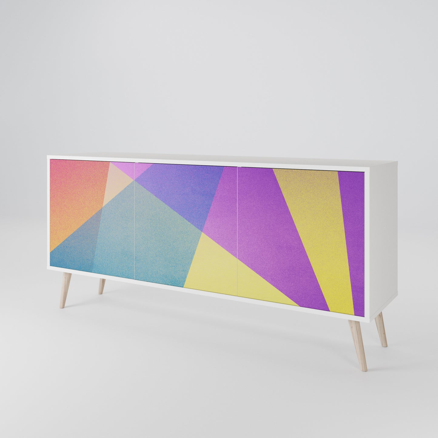 BRIGHT GEOMETRY Madia a 3 Ante in Finitura Bianca