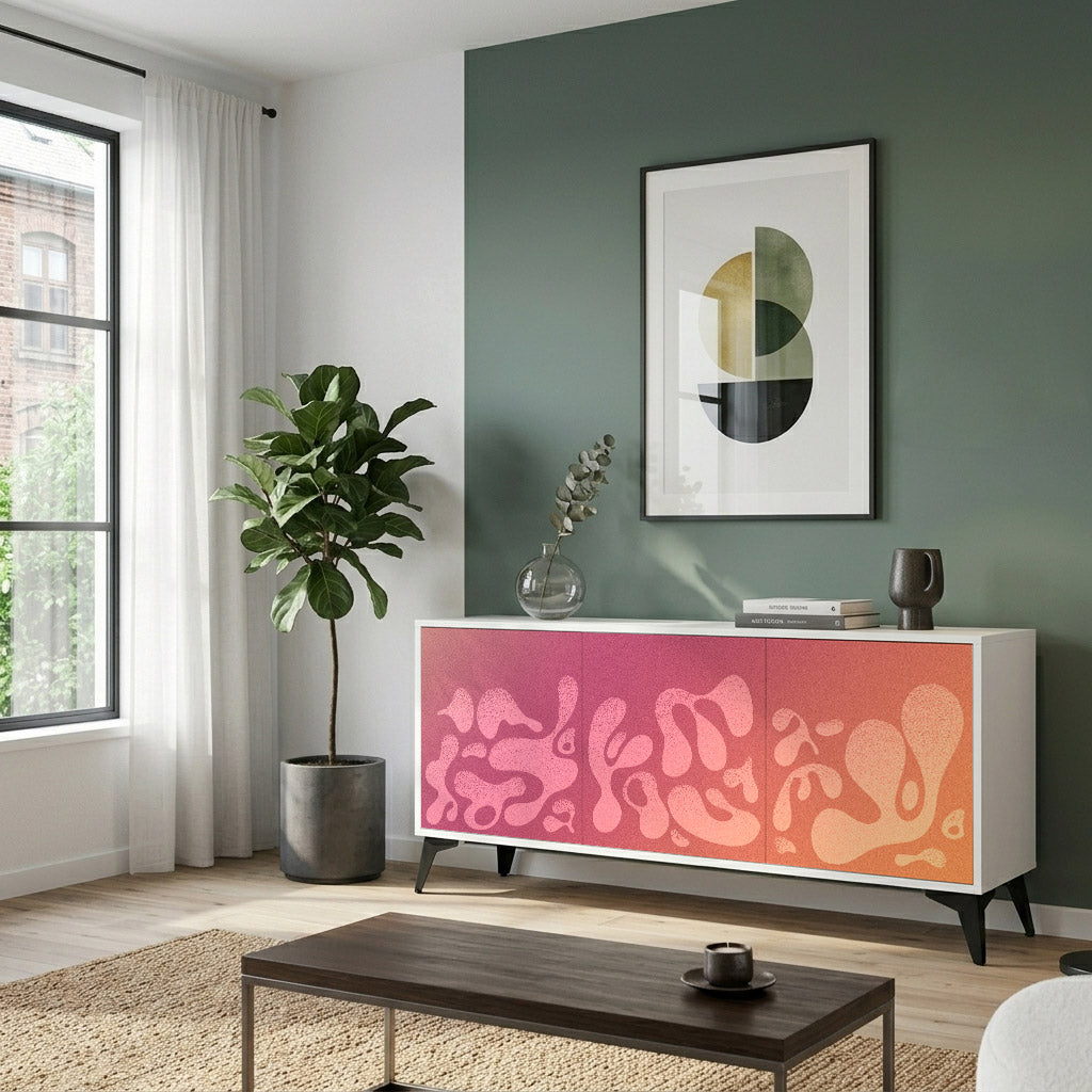 IRREGULAR PINK Madia a 3 Ante in Finitura Bianca