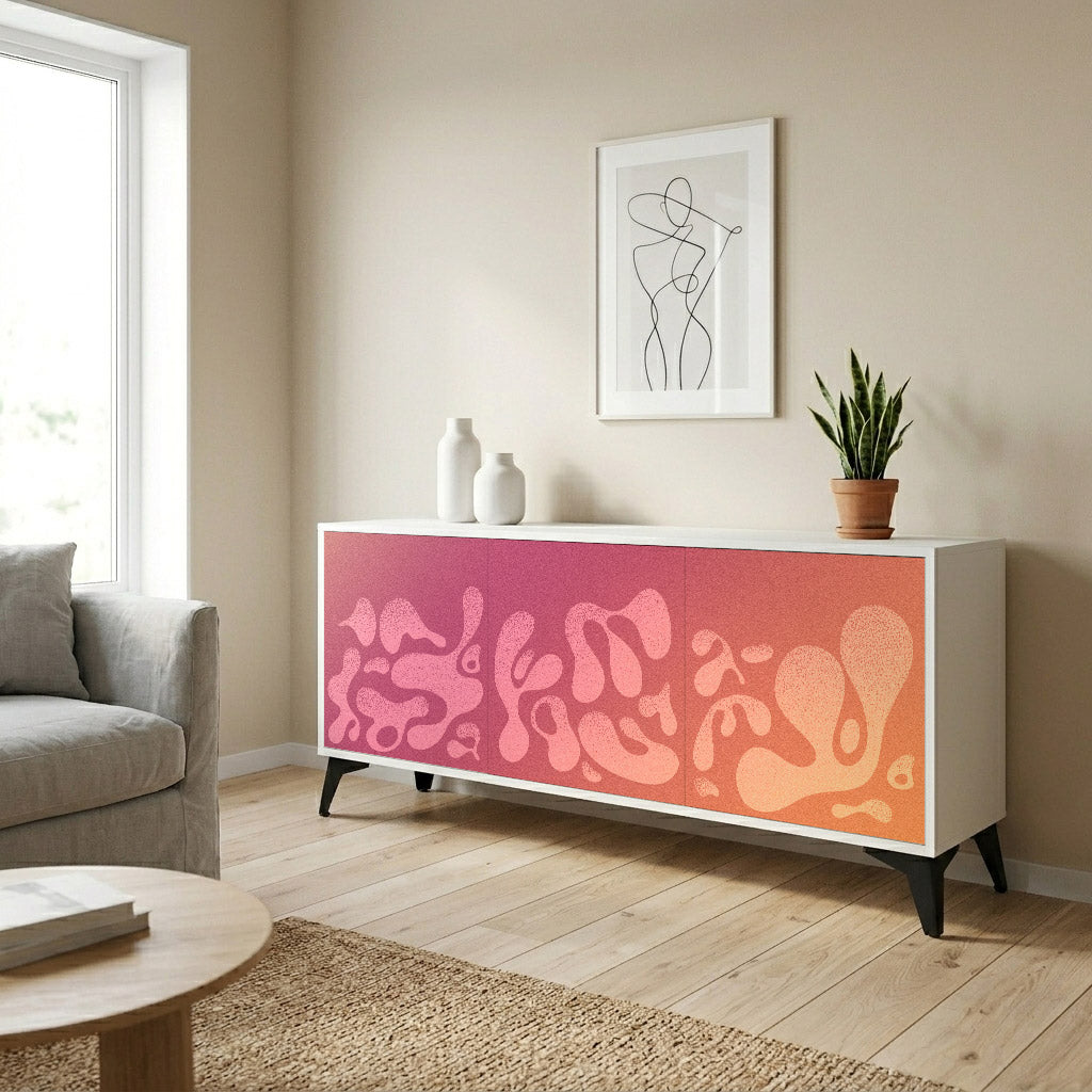 IRREGULAR PINK Madia a 3 Ante in Finitura Bianca