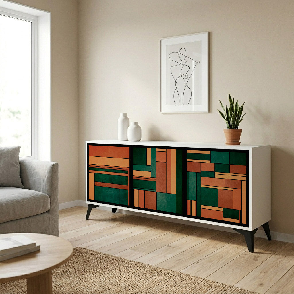 EARTHY FIGURES Madia a 3 Ante in Finitura Bianca