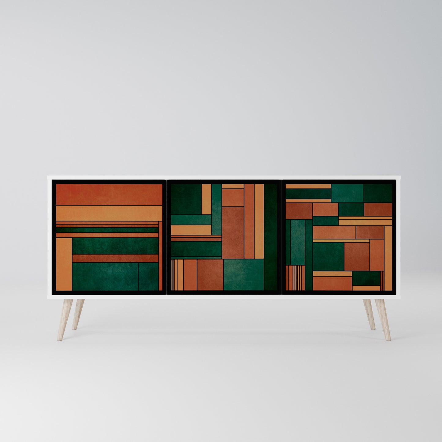 EARTHY FIGURES Madia a 3 Ante in Finitura Bianca