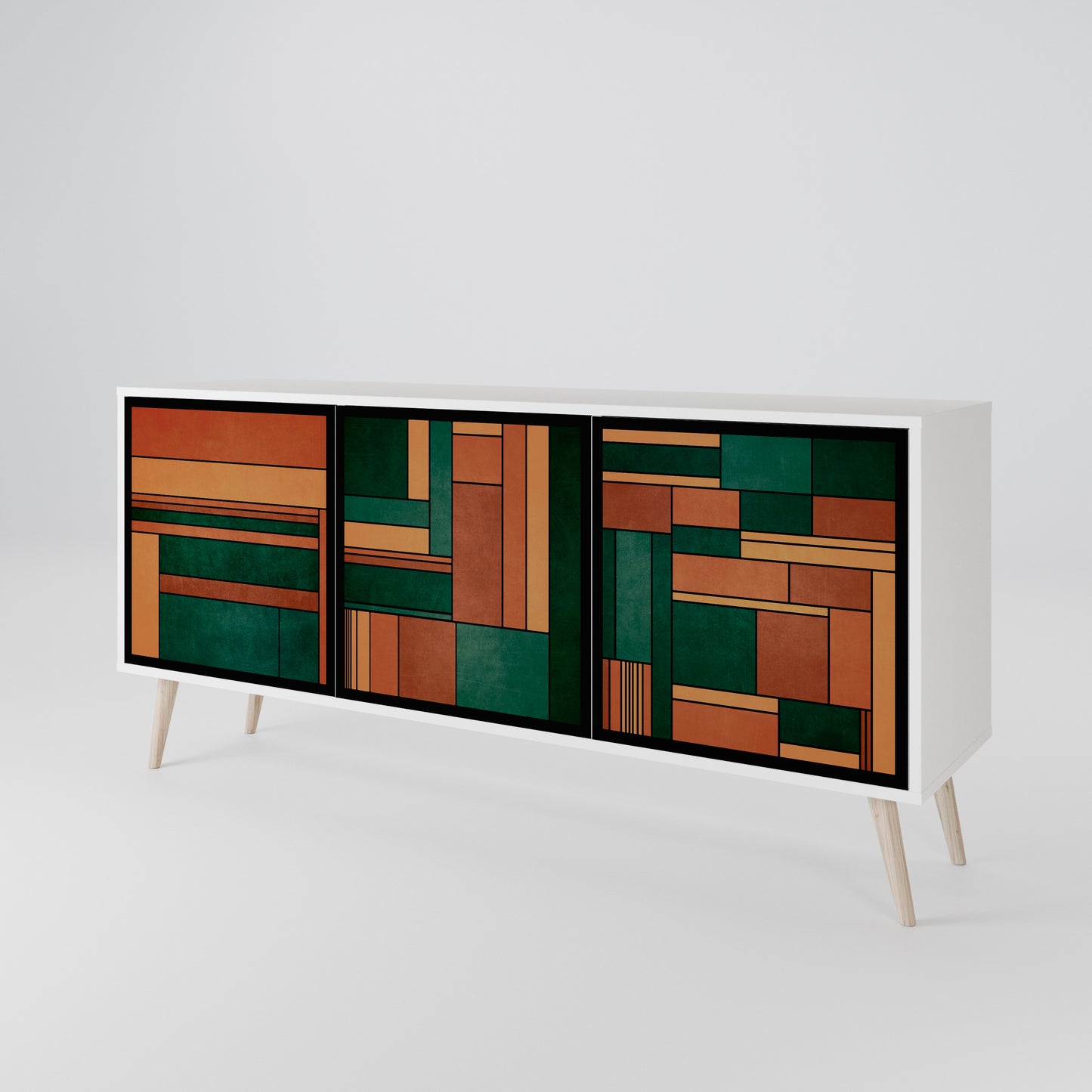 EARTHY FIGURES Madia a 3 Ante in Finitura Bianca