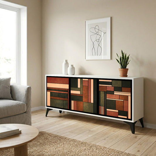 FIGURES OF NATURE 3-Door Sideboard in White Finish