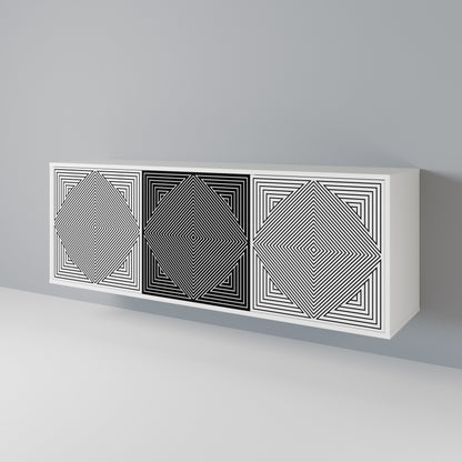 POLYGON ILLUSION 3-Door Sideboard in White Finish