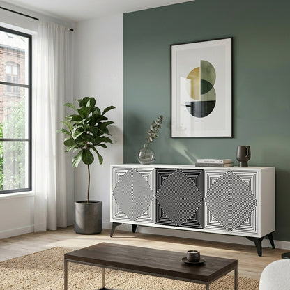 POLYGON ILLUSION 3-Door Sideboard in White Finish