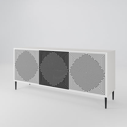 POLYGON ILLUSION 3-Door Sideboard in White Finish