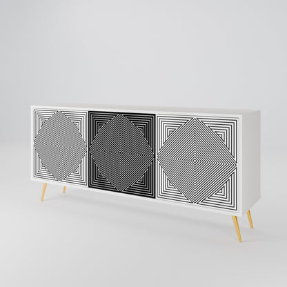 POLYGON ILLUSION 3-Door Sideboard in White Finish