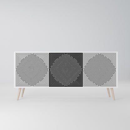 POLYGON ILLUSION 3-Door Sideboard in White Finish