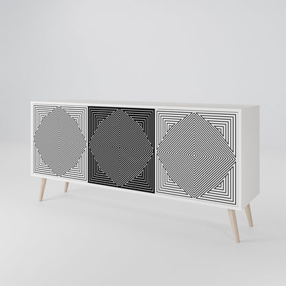 POLYGON ILLUSION 3-Door Sideboard in White Finish