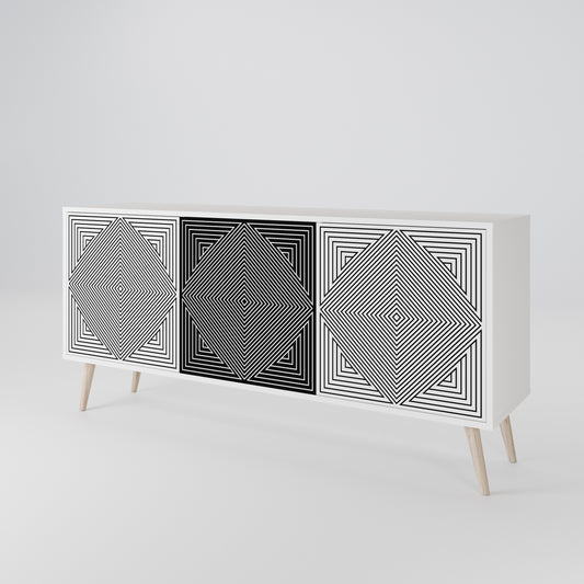 POLYGON ILLUSION 3-Door Sideboard in White Finish