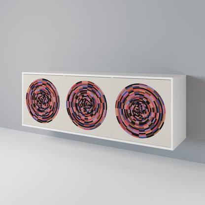 BROWN CIRCLES Madia a 3 Ante in Finitura Bianca
