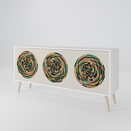 GREEN CIRCLES 3-Door Sideboard in White Finish