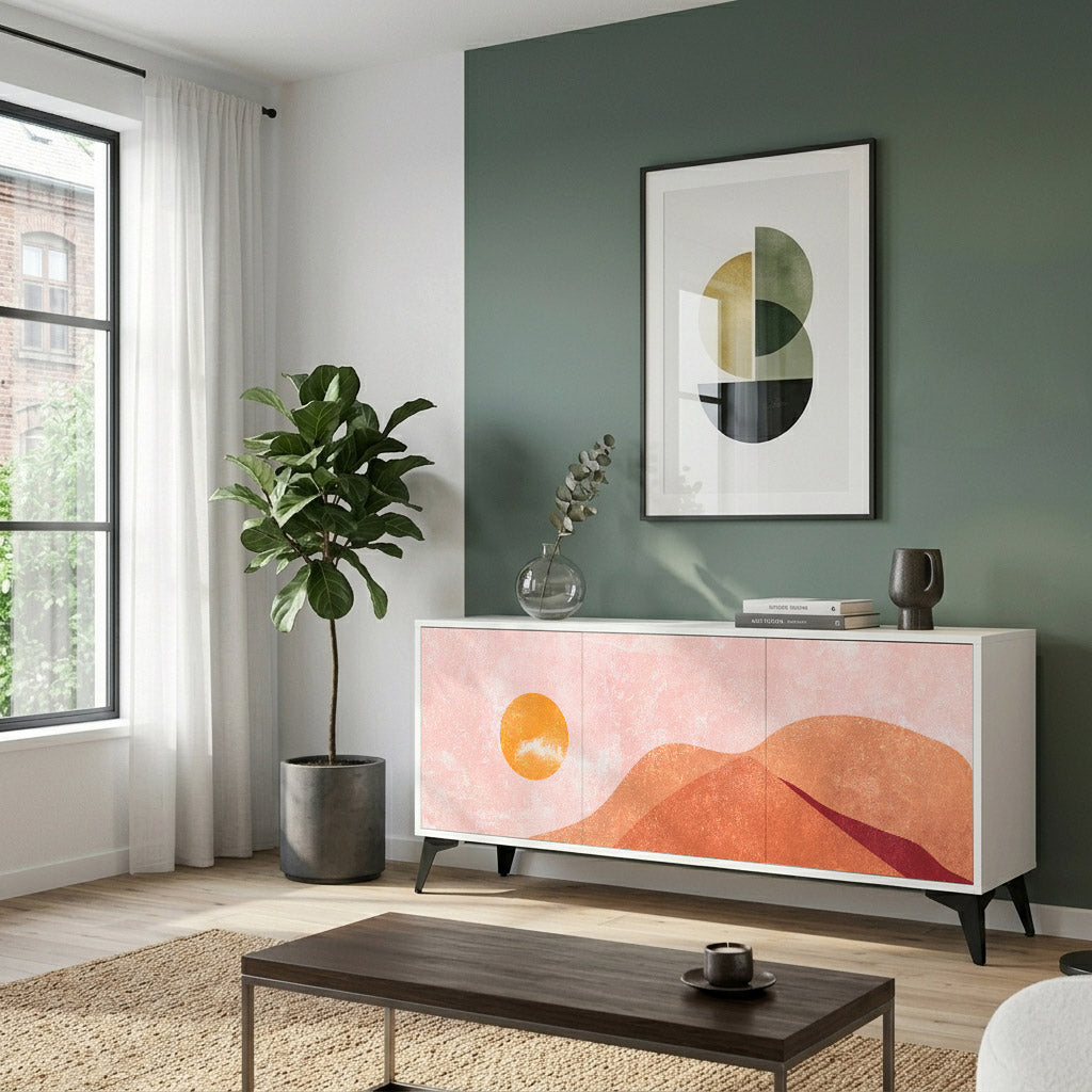 LUMINOUS SUNLIGHT 3-Door Sideboard in White Finish