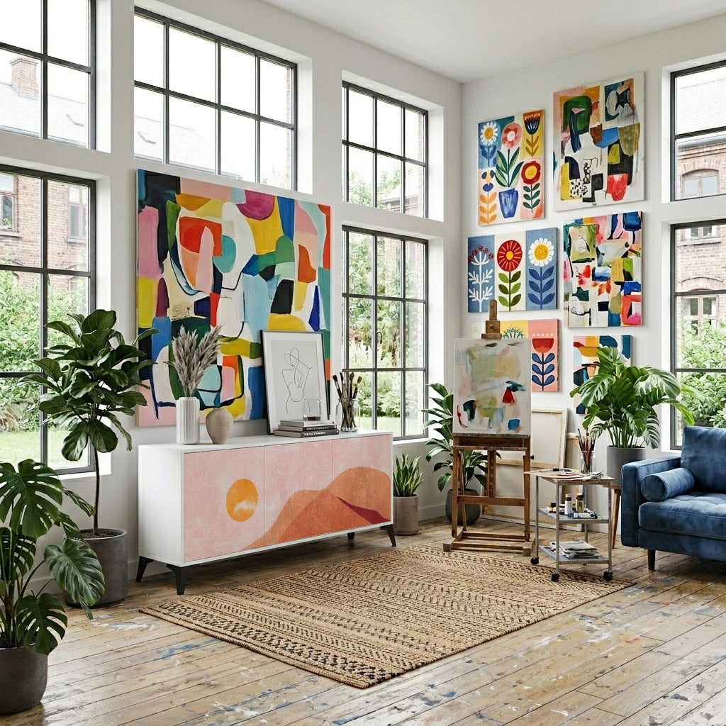 LUMINOUS SUNLIGHT 3-Door Sideboard in White Finish
