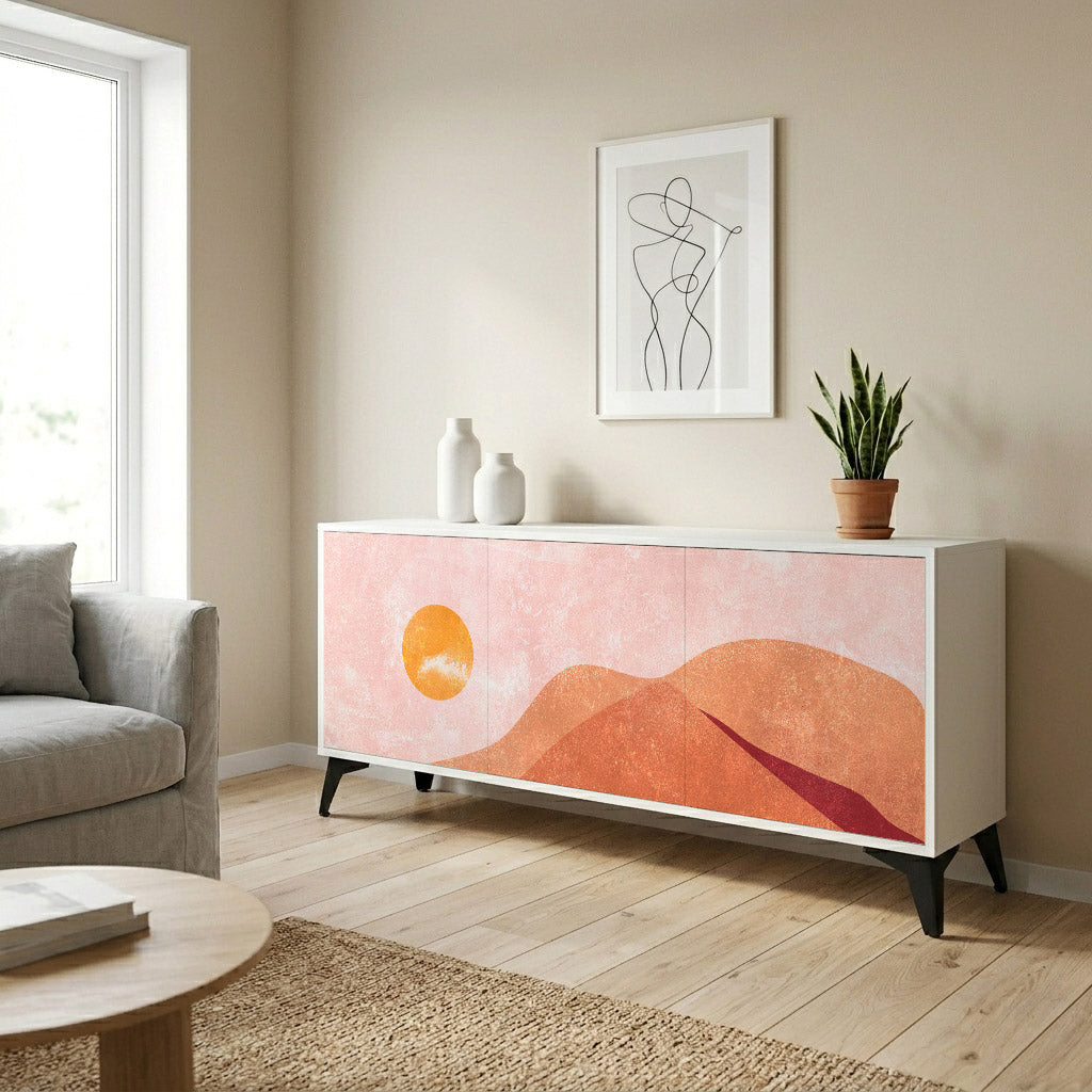 LUMINOUS SUNLIGHT 3-Door Sideboard in White Finish