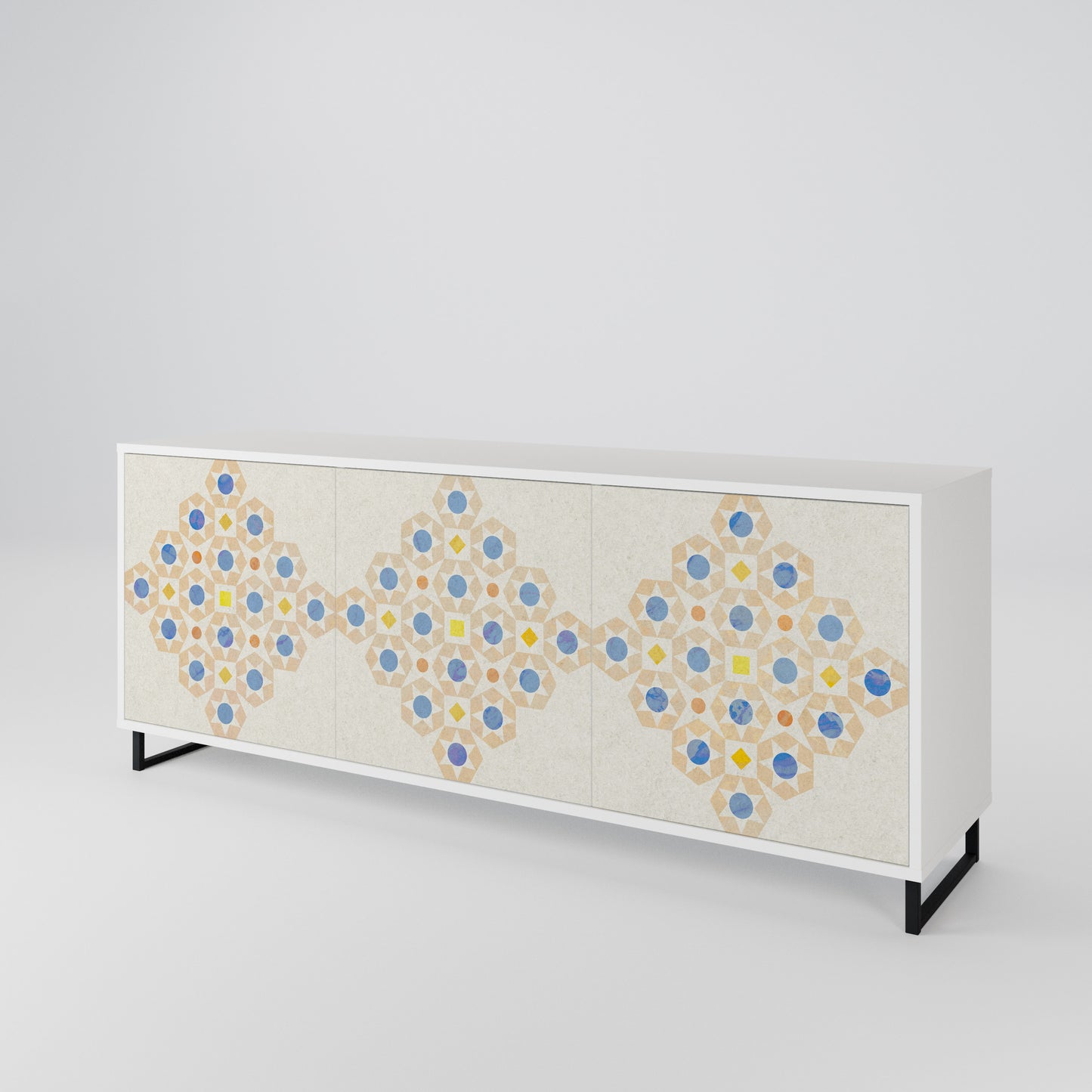 PATTERNED PRISM Madia a 3 Ante in Finitura Bianca
