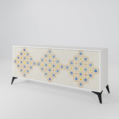 PATTERNED PRISM Madia a 3 Ante in Finitura Bianca