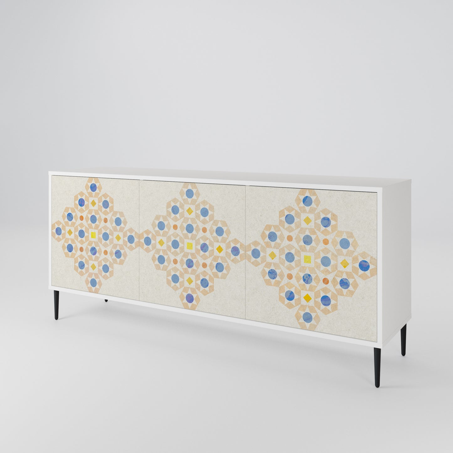 PATTERNED PRISM Madia a 3 Ante in Finitura Bianca