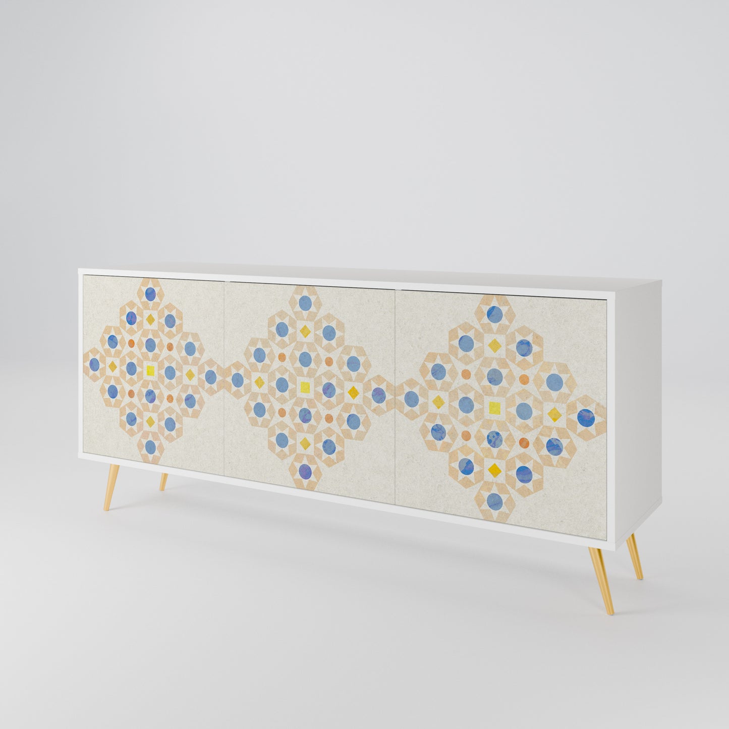 PATTERNED PRISM Madia a 3 Ante in Finitura Bianca