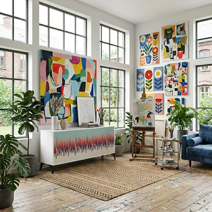 CHROMA CONTOURS Madia a 3 Ante in Finitura Bianca