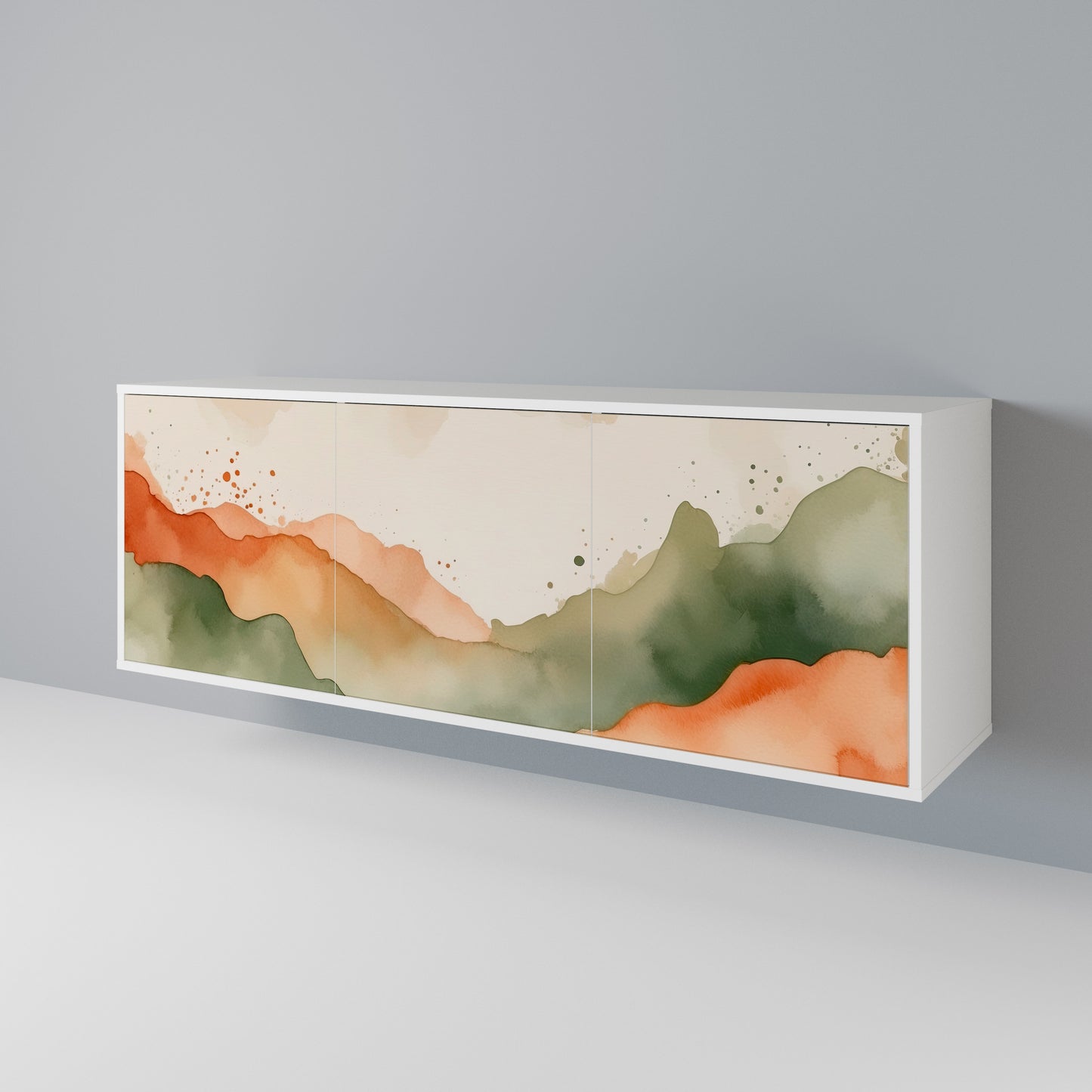 WATERCOLOUR PEAKS Madia a 3 Ante in Finitura Bianca