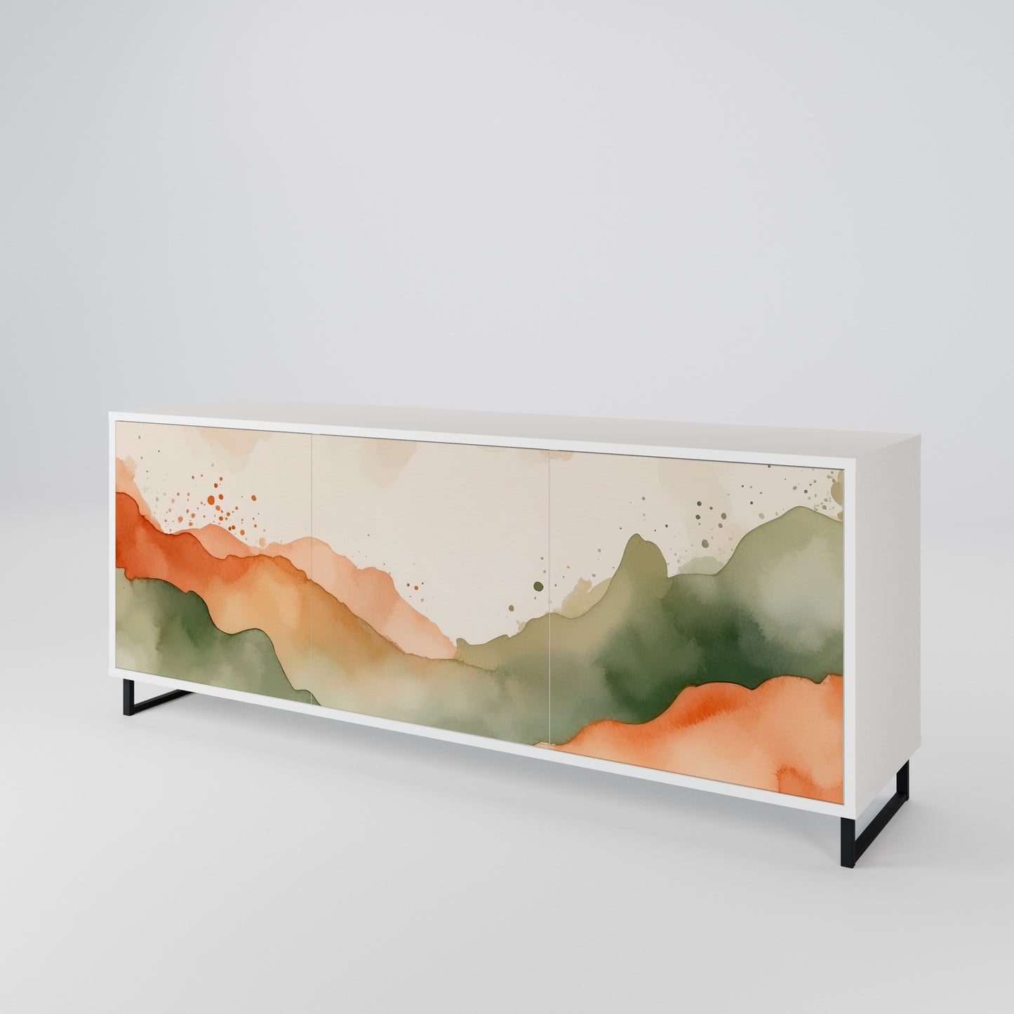 WATERCOLOUR PEAKS Madia a 3 Ante in Finitura Bianca