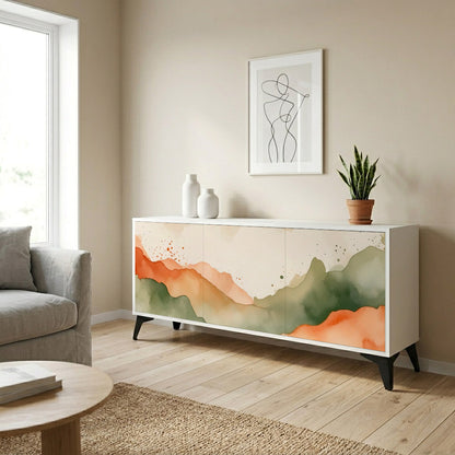 WATERCOLOUR PEAKS Madia a 3 Ante in Finitura Bianca