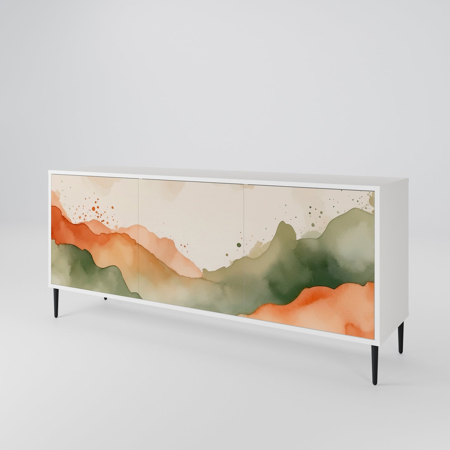WATERCOLOUR PEAKS Madia a 3 Ante in Finitura Bianca