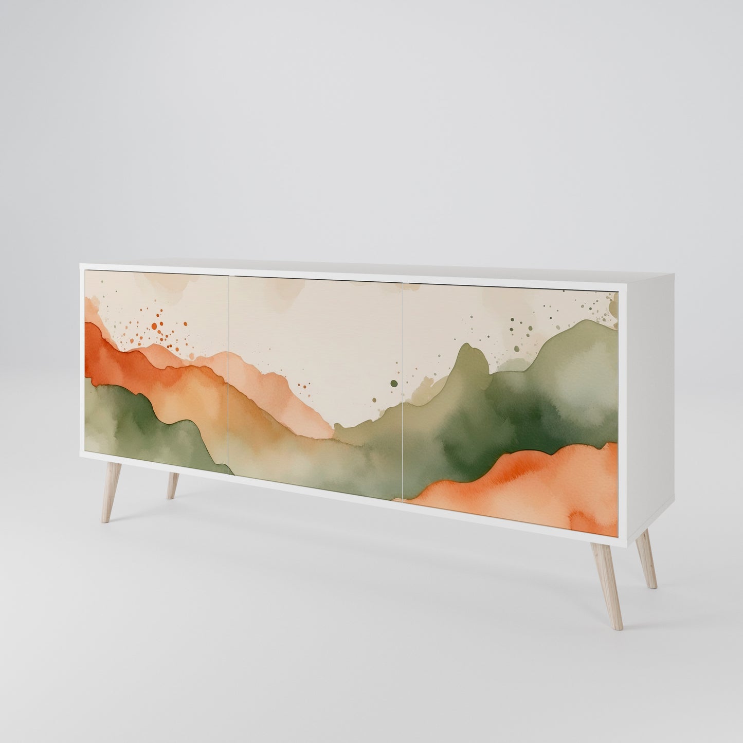 WATERCOLOUR PEAKS Madia a 3 Ante in Finitura Bianca