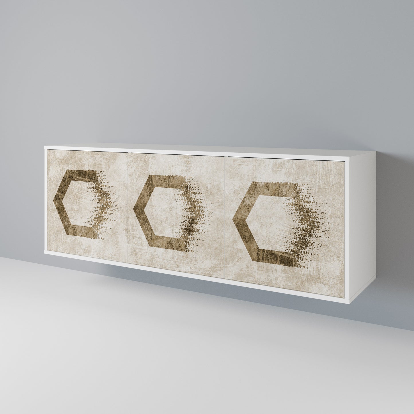 HEXAGONAL SHAPES Madia a 3 Ante in Finitura Bianca