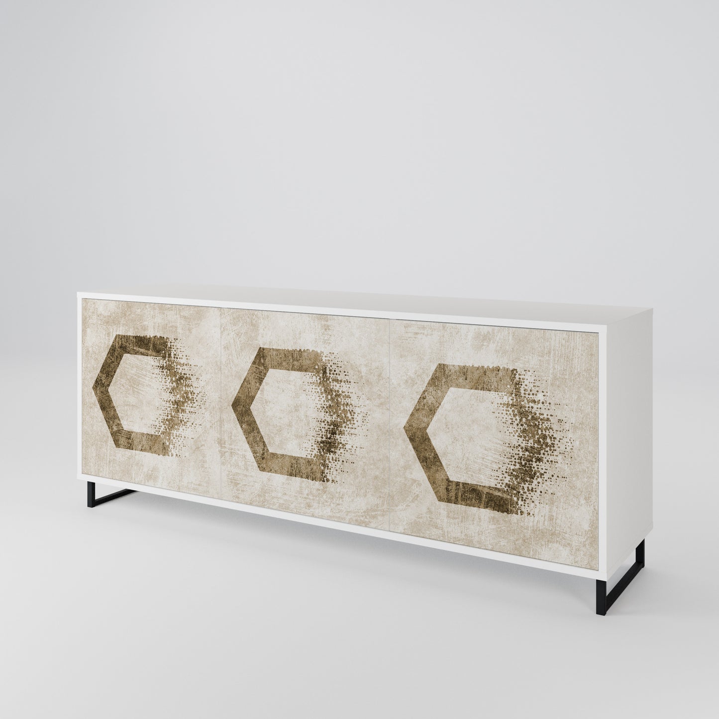 HEXAGONAL SHAPES Madia a 3 Ante in Finitura Bianca