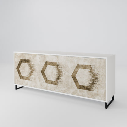 HEXAGONAL SHAPES Madia a 3 Ante in Finitura Bianca