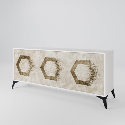 HEXAGONAL SHAPES Madia a 3 Ante in Finitura Bianca