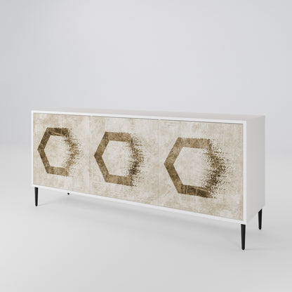 HEXAGONAL SHAPES Madia a 3 Ante in Finitura Bianca