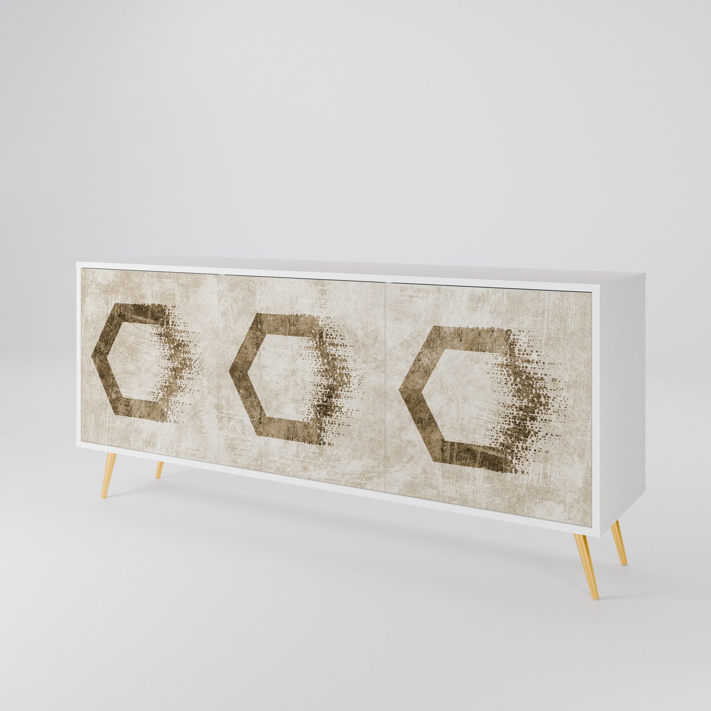 HEXAGONAL SHAPES Madia a 3 Ante in Finitura Bianca