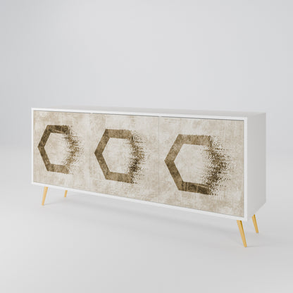 HEXAGONAL SHAPES Madia a 3 Ante in Finitura Bianca