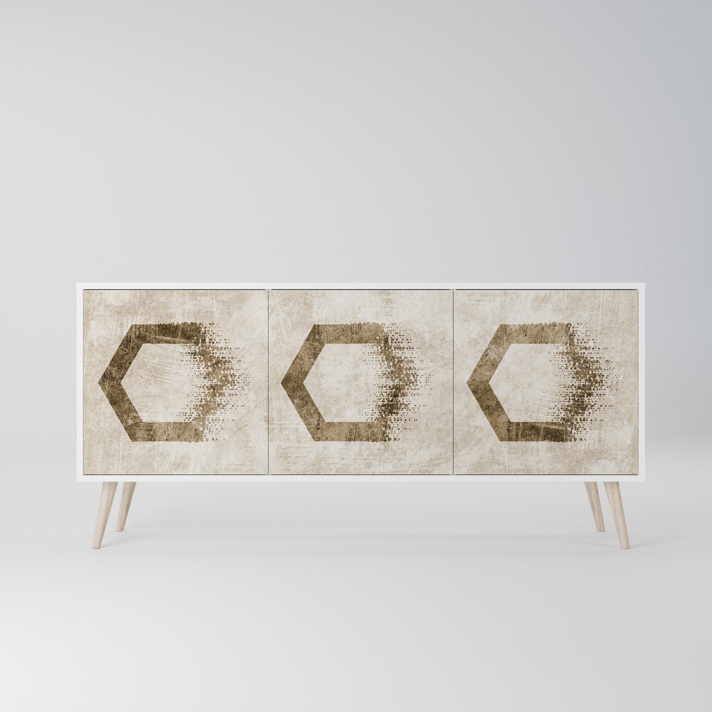 HEXAGONAL SHAPES Madia a 3 Ante in Finitura Bianca
