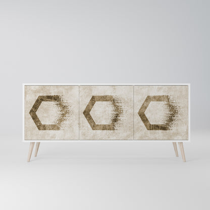 HEXAGONAL SHAPES Madia a 3 Ante in Finitura Bianca