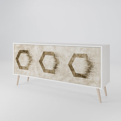 HEXAGONAL SHAPES Madia a 3 Ante in Finitura Bianca
