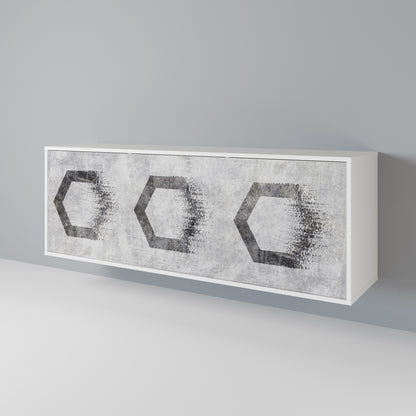 HEXAGONAL FIGURES Madia a 3 Ante in Finitura Bianca