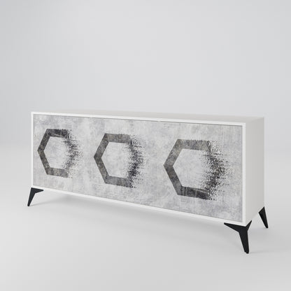 HEXAGONAL FIGURES Madia a 3 Ante in Finitura Bianca