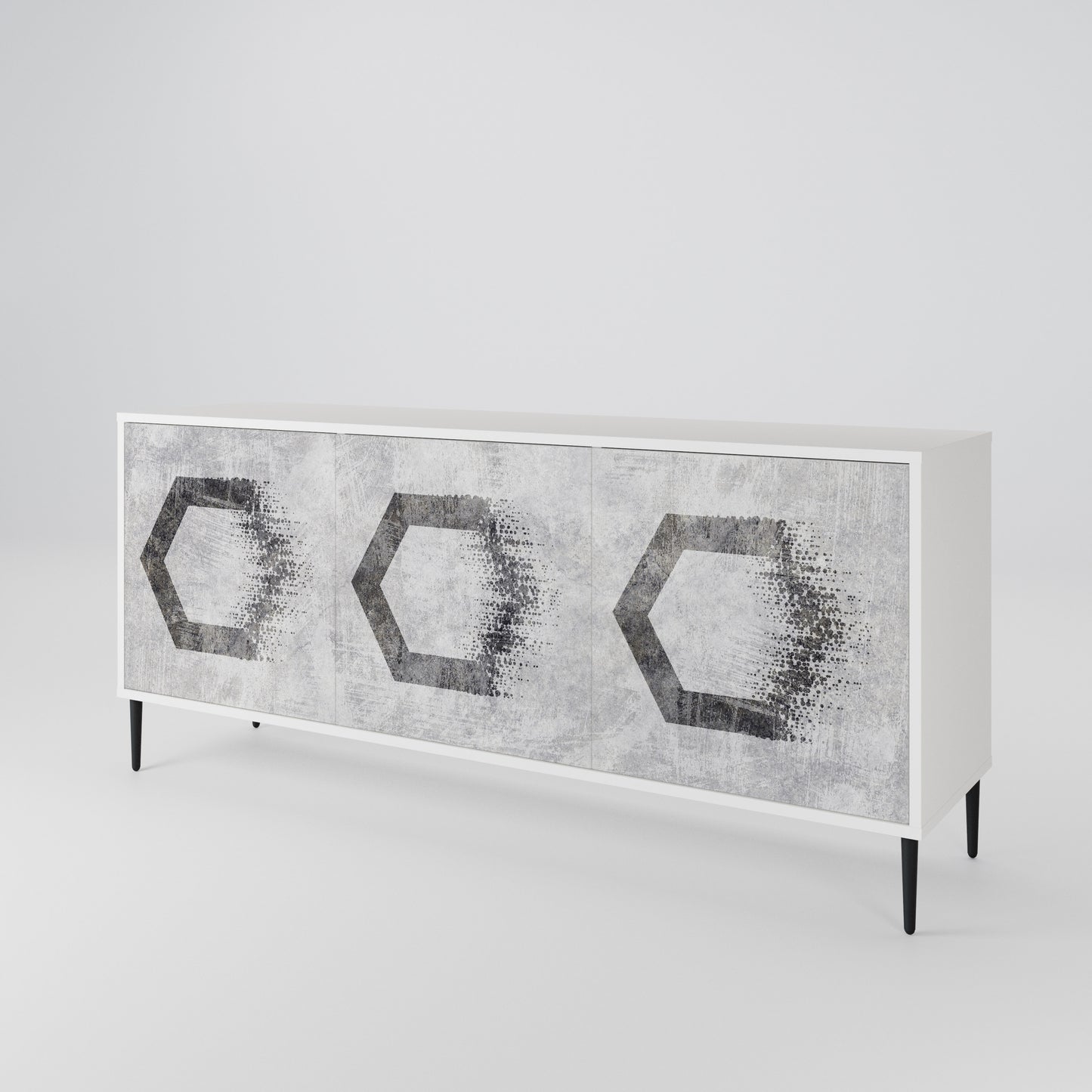 HEXAGONAL FIGURES Madia a 3 Ante in Finitura Bianca