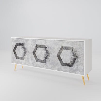 HEXAGONAL FIGURES Madia a 3 Ante in Finitura Bianca